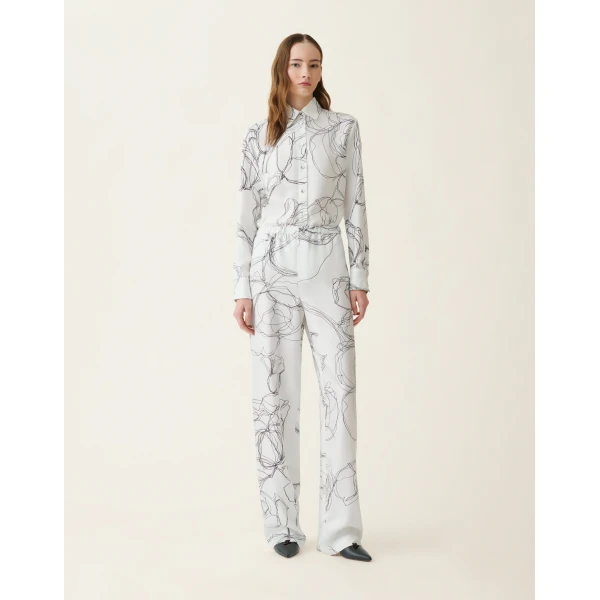 Fabiana Filippi Silk Twill Trousers in White, view 3
