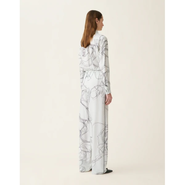 Fabiana Filippi Silk Twill Trousers in White, view 4