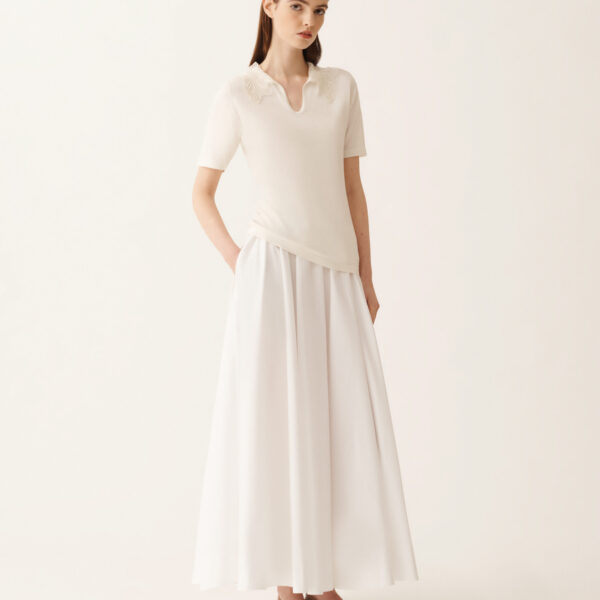 Fabiana Filippi Silk and Cotton Polo in Raffia Knit, view 3