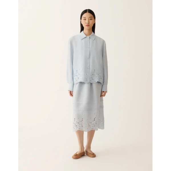 Fabiana Filippi Sky Blue Linen Canvas Jacket, view 3