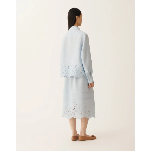 Fabiana Filippi Sky Blue Linen Canvas Jacket, view 4