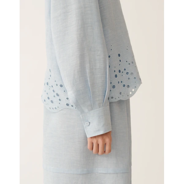 Fabiana Filippi Sky Blue Linen Canvas Jacket, view 5