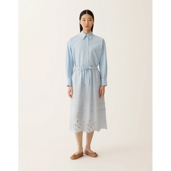Fabiana Filippi Sky Blue Linen Midi Skirt, view 3