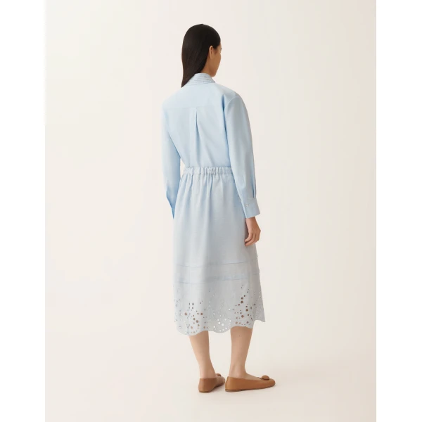 Fabiana Filippi Sky Blue Linen Midi Skirt, view 4