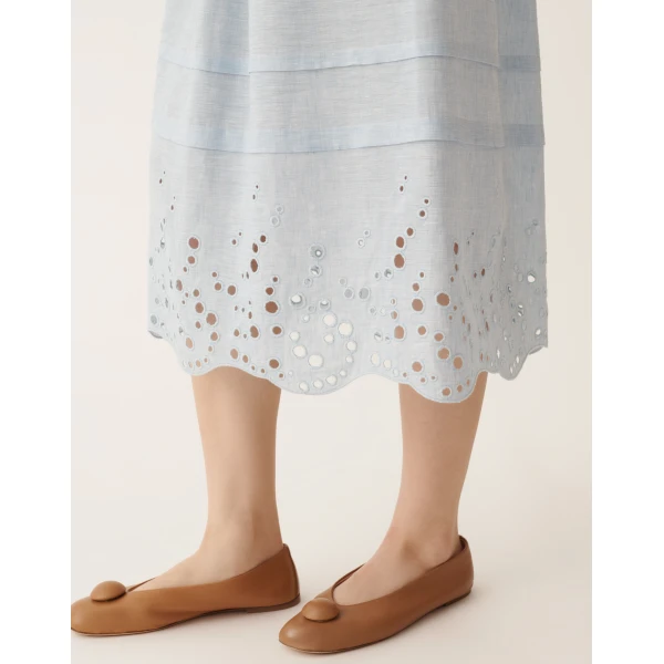 Fabiana Filippi Sky Blue Linen Midi Skirt, view 5