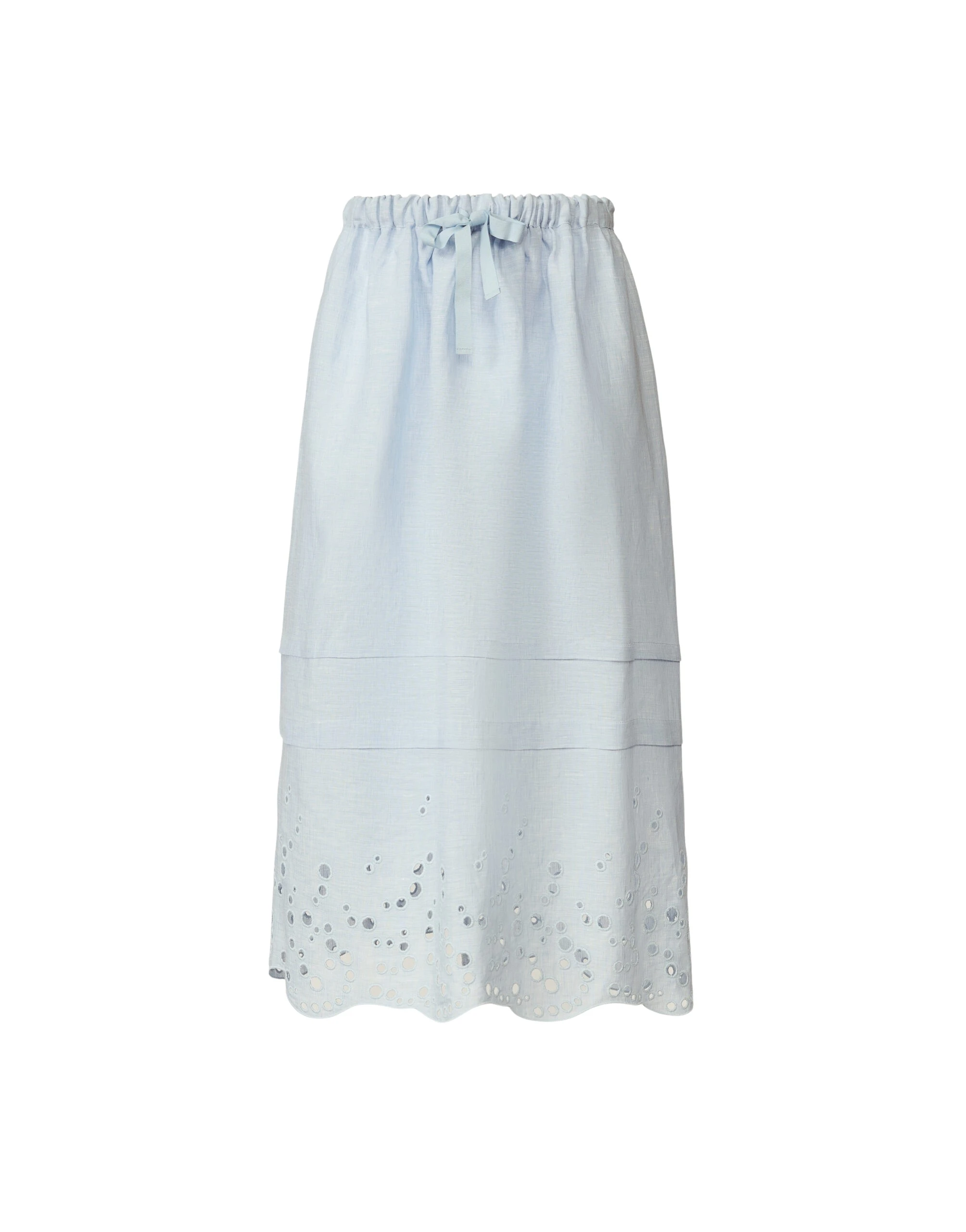 Fabiana Filippi Sky Blue Linen Midi Skirt