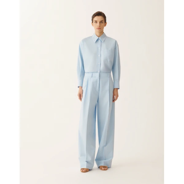 Fabiana Filippi Sky Blue Poplin Pants, view 3