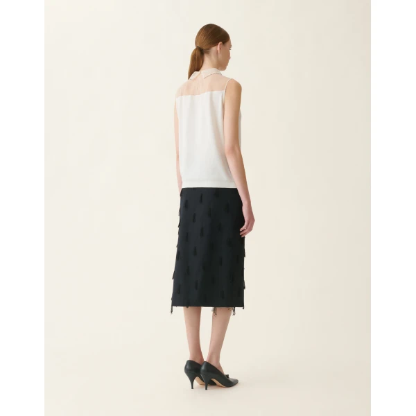 Fabiana Filippi Sleeveless Cashmere and Silk Sweater in Raffia, view 4