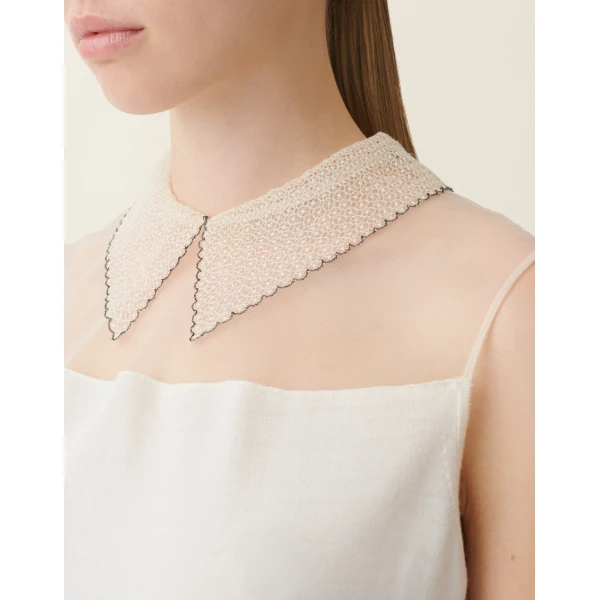 Fabiana Filippi Sleeveless Cashmere and Silk Sweater in Raffia, view 5