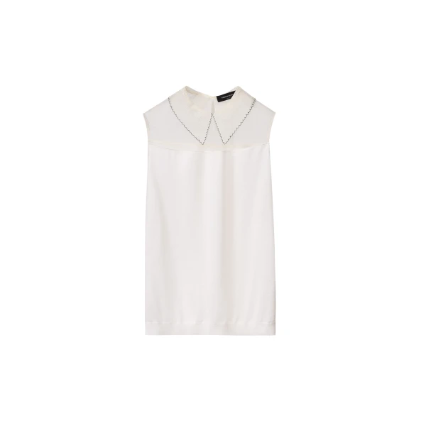 Fabiana Filippi Sleeveless Cashmere and Silk Sweater in Raffia