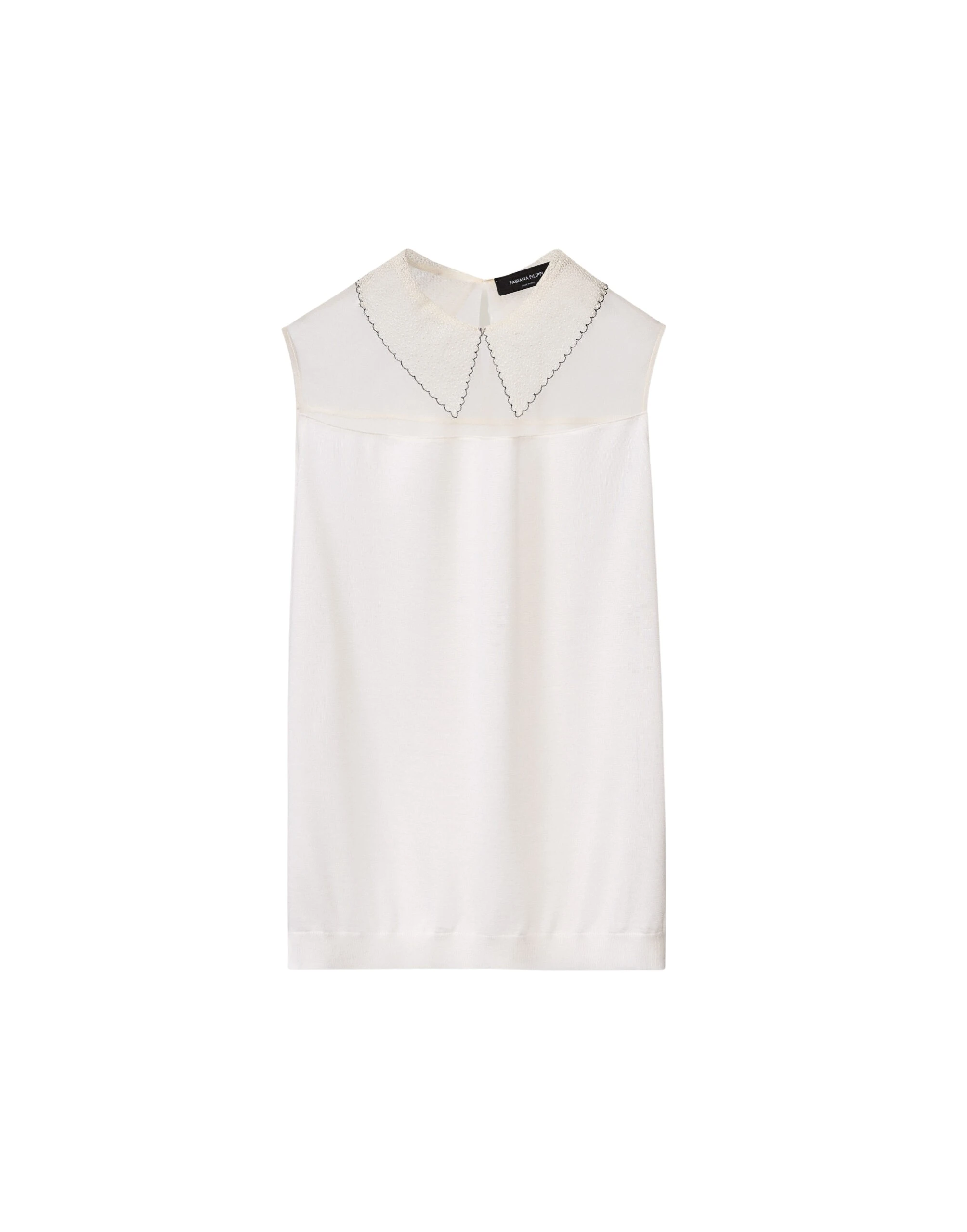Fabiana Filippi Sleeveless Cashmere and Silk Sweater in Raffia
