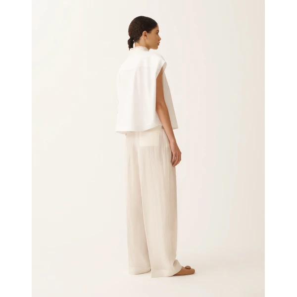 Fabiana Filippi Sleeveless Shirt in Optical White Poplin, view 4
