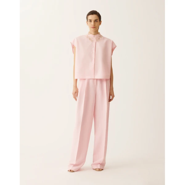 Fabiana Filippi Sleeveless Shirt in Petal Pink Poplin, view 3