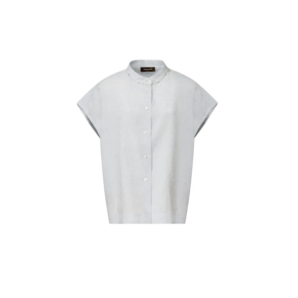 Fabiana Filippi Sleeveless Shirt in Sky-Blue Linen Fabric, Sky Blue