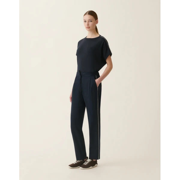 Fabiana Filippi Spello Jogging Trousers in Milano Stitch Jersey, Midnight Blue, view 3
