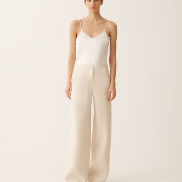 Fabiana Filippi Spoleto Trousers in Wool and Silk, Butter, view 3