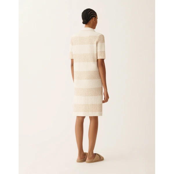 Fabiana Filippi Striped Cotton Tweed Dress with Sequins in Butter, view 4