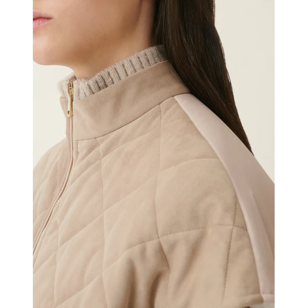 Fabiana Filippi Suede Cape with Quilting in Cachà, view 5