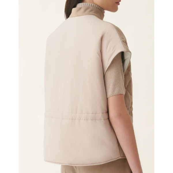 Fabiana Filippi Suede Cape with Quilting in Cachà, view 6