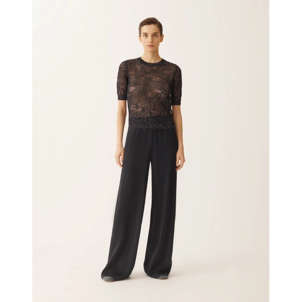 Fabiana Filippi Sweater in Midnight Blue Micro Sequins, view 3