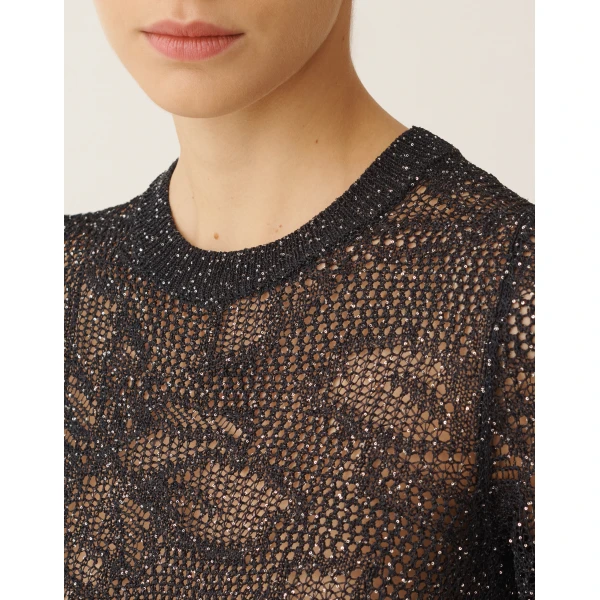 Fabiana Filippi Sweater in Midnight Blue Micro Sequins, view 5