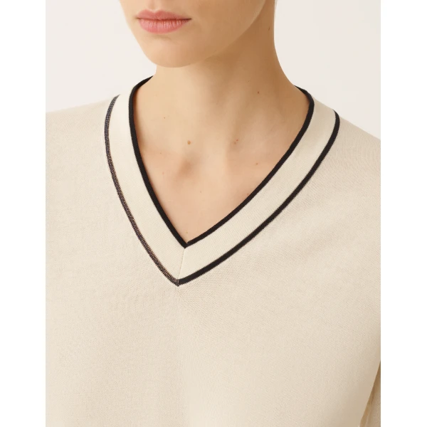 Fabiana Filippi Sweater in Organic Cotton, Midnight Blue, view 5