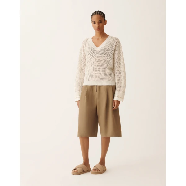 Fabiana Filippi Sweater in Organic Cotton with Lustrous Viscose, Butter, view 3