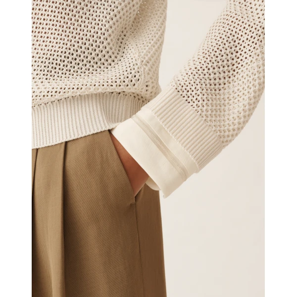 Fabiana Filippi Sweater in Organic Cotton with Lustrous Viscose, Butter, view 5
