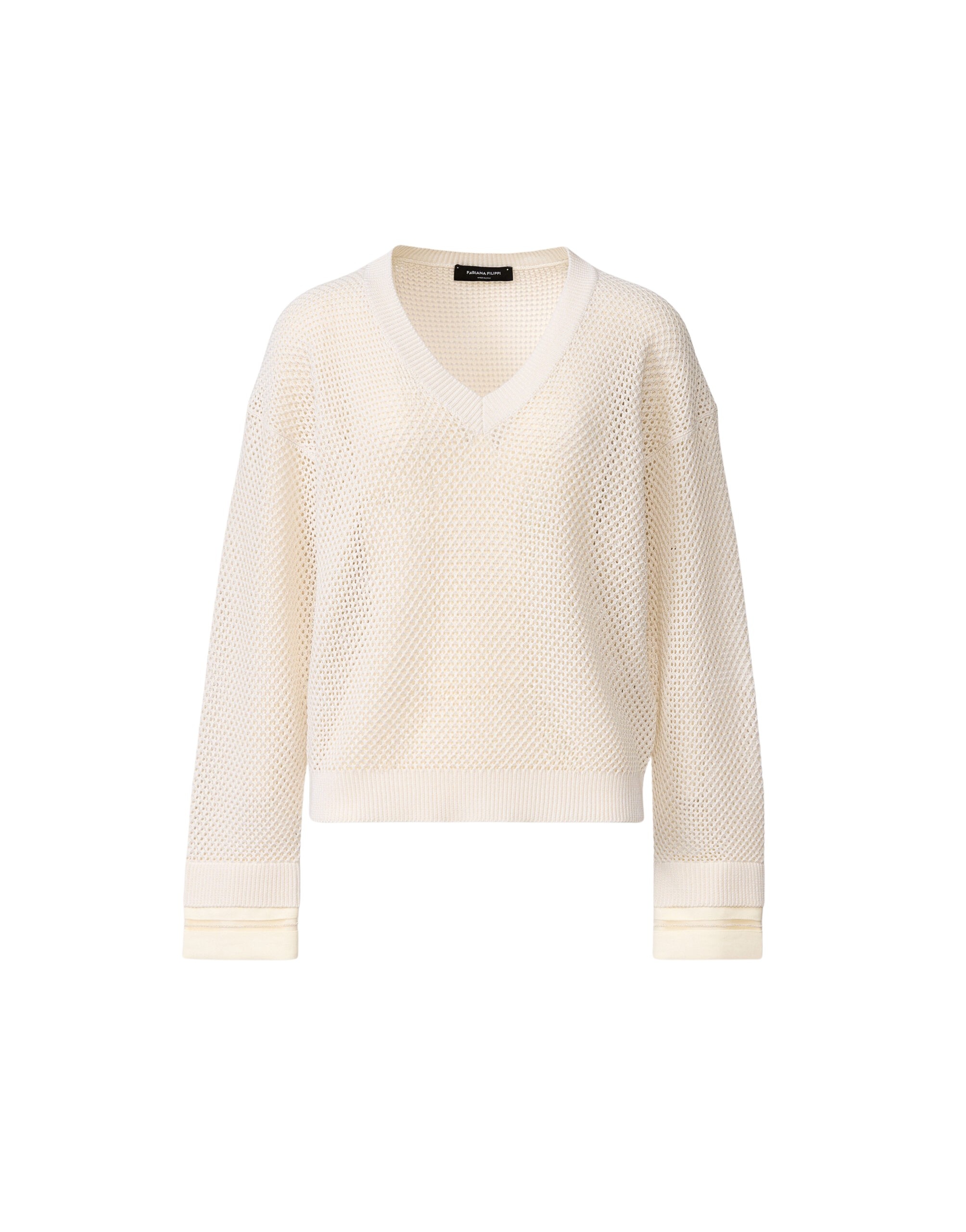 Fabiana Filippi Sweater in Organic Cotton with Lustrous Viscose, Butter