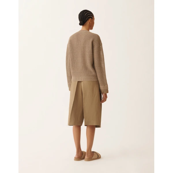 Fabiana Filippi Sweater in Organic Cotton with Lustrous Viscose, Mud, view 4