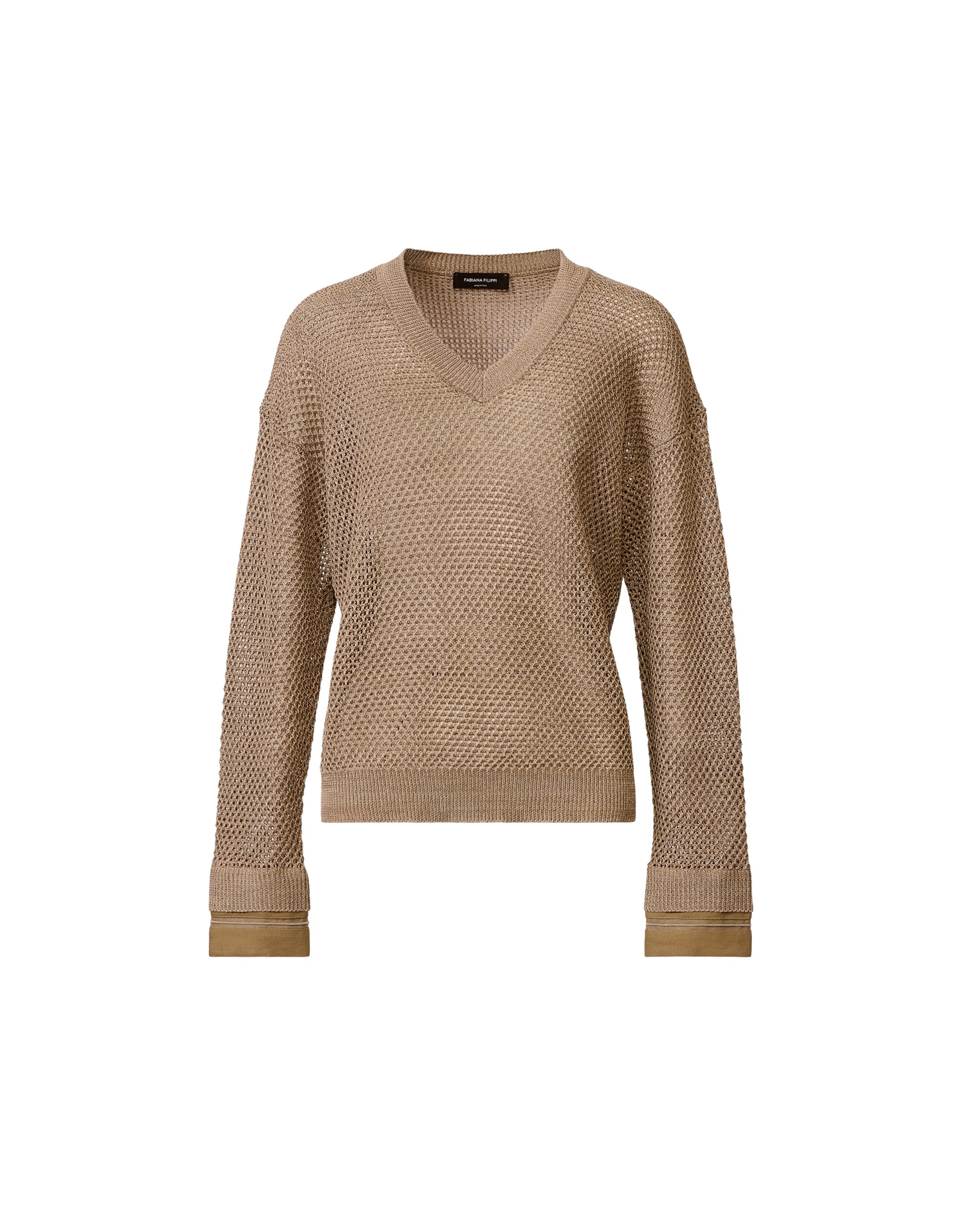 Fabiana Filippi Sweater in Organic Cotton with Lustrous Viscose, Mud