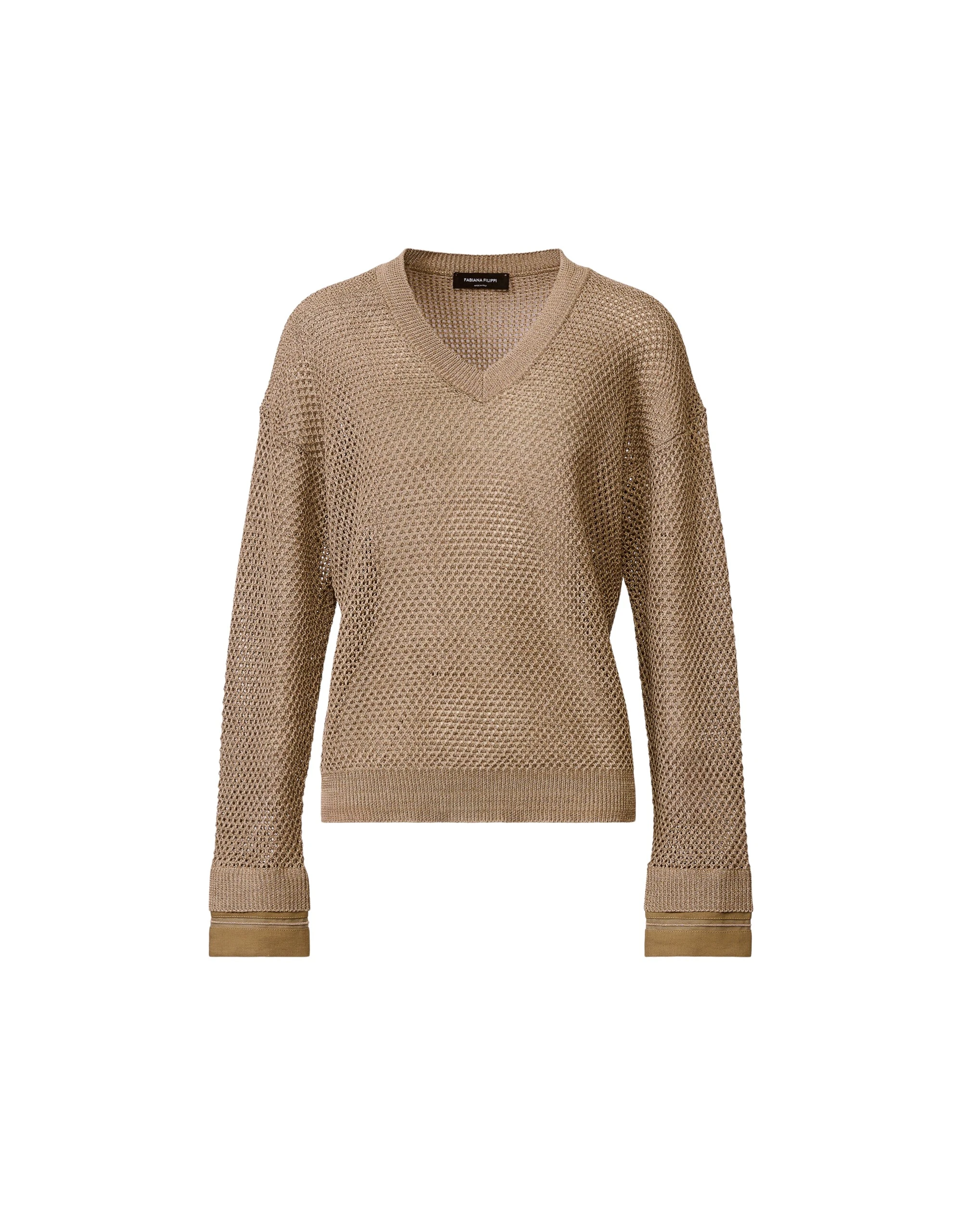 Fabiana Filippi Sweater in Organic Cotton with Lustrous Viscose, Mud