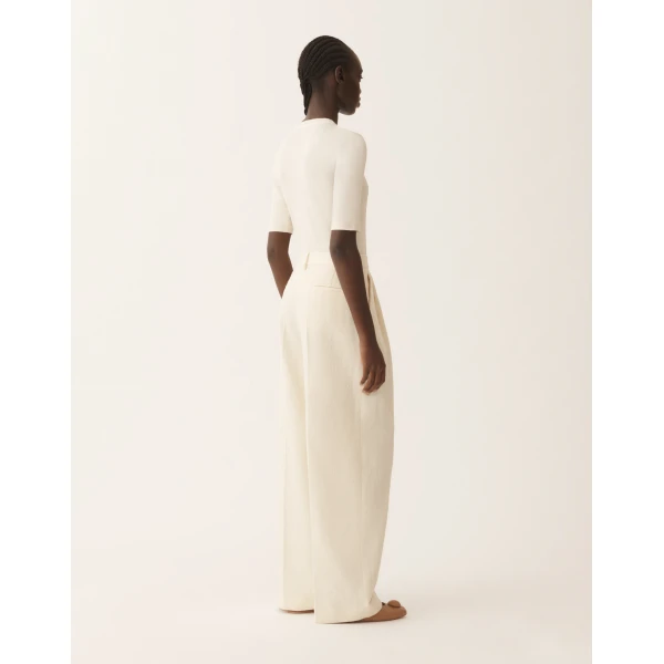 Fabiana Filippi Tailored Pants in Drop Fil Coupé, Butter, view 4