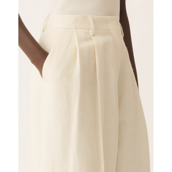 Fabiana Filippi Tailored Pants in Drop Fil Coupé, Butter, view 5
