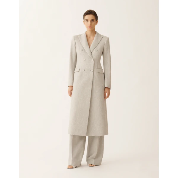 Fabiana Filippi Tailored Redingote in Ice Fil Coupé Drop Pattern Coat, view 3