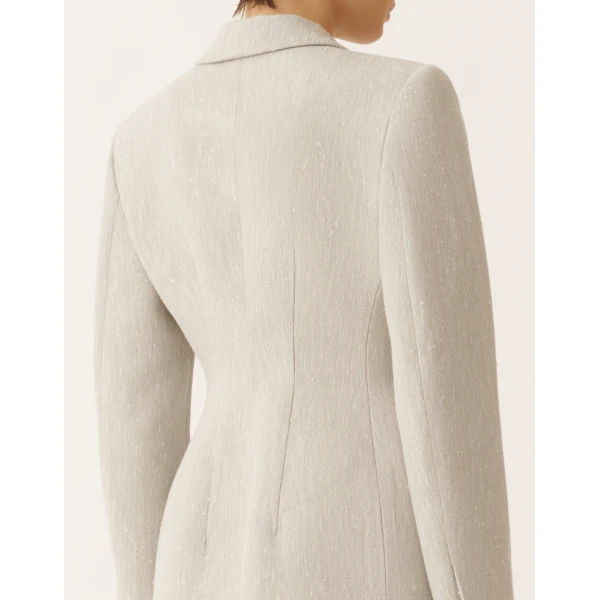 Fabiana Filippi Tailored Redingote in Ice Fil Coupé Drop Pattern Coat, view 5
