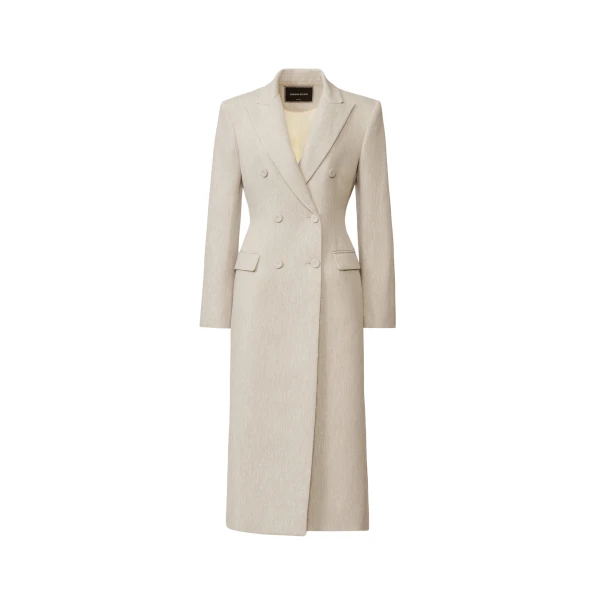 Fabiana Filippi Tailored Redingote in Ice Fil Coupé Drop Pattern Coat