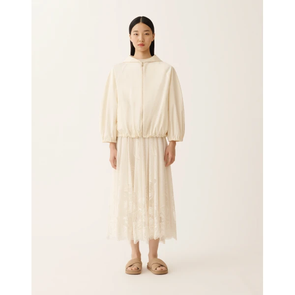 Fabiana Filippi Technical Taffeta Bomber Jacket in Butter, view 3