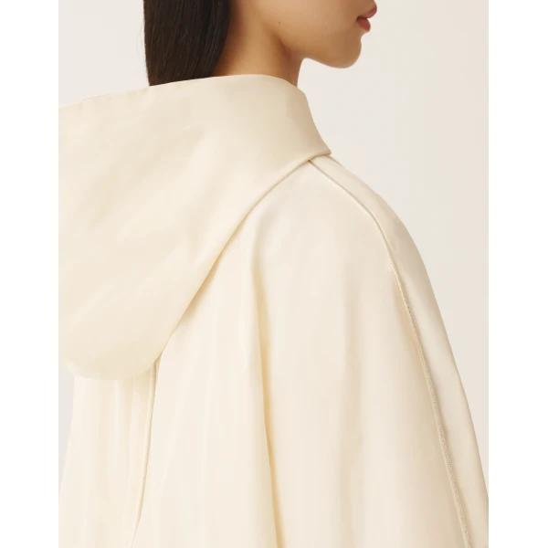 Fabiana Filippi Technical Taffeta Bomber Jacket in Butter, view 5