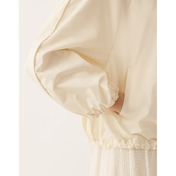 Fabiana Filippi Technical Taffeta Bomber Jacket in Butter, view 6