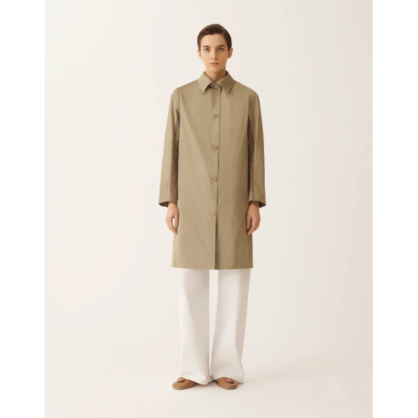 Fabiana Filippi Technical Taffeta Overcoat in Khaki Coat, view 3