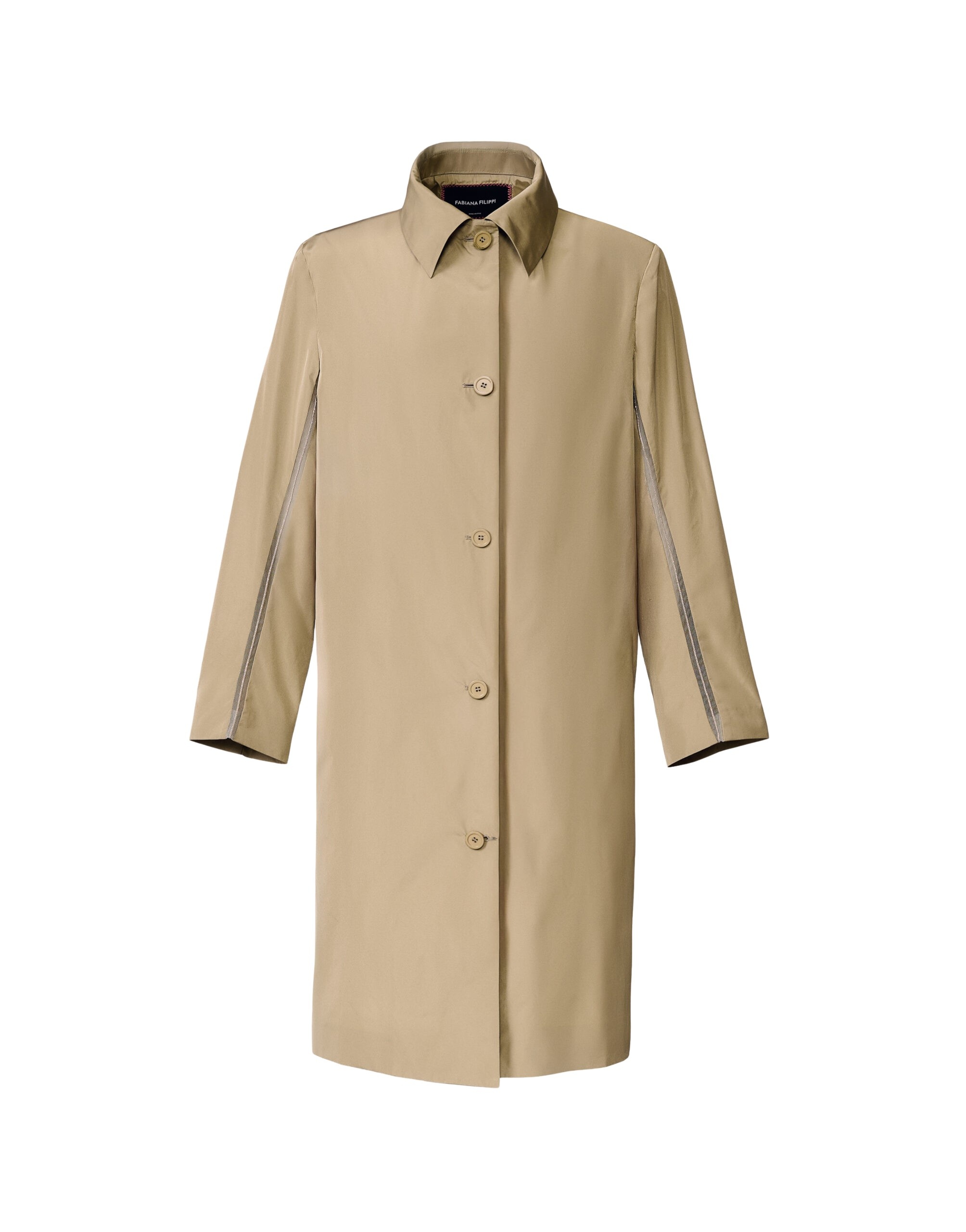 Fabiana Filippi Technical Taffeta Overcoat in Khaki Coat