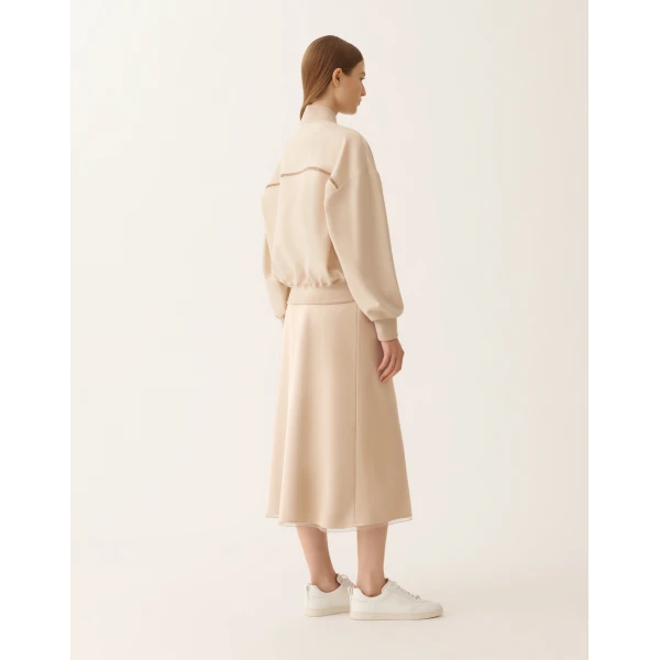 Fabiana Filippi Techno Tailoring Bomber Jacket in Nude, view 4