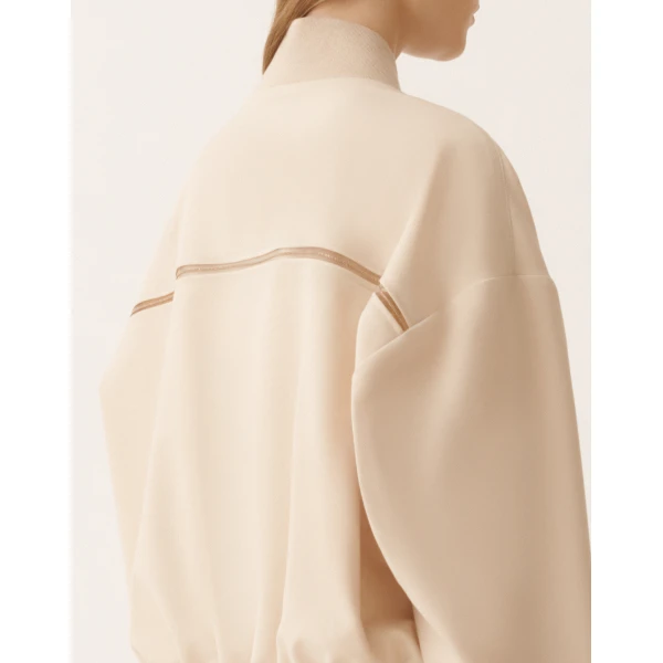 Fabiana Filippi Techno Tailoring Bomber Jacket in Nude, view 5