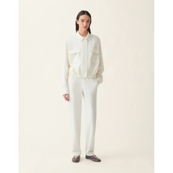 Fabiana Filippi Techno Tailoring Bomber in Butter Jacket, view 3