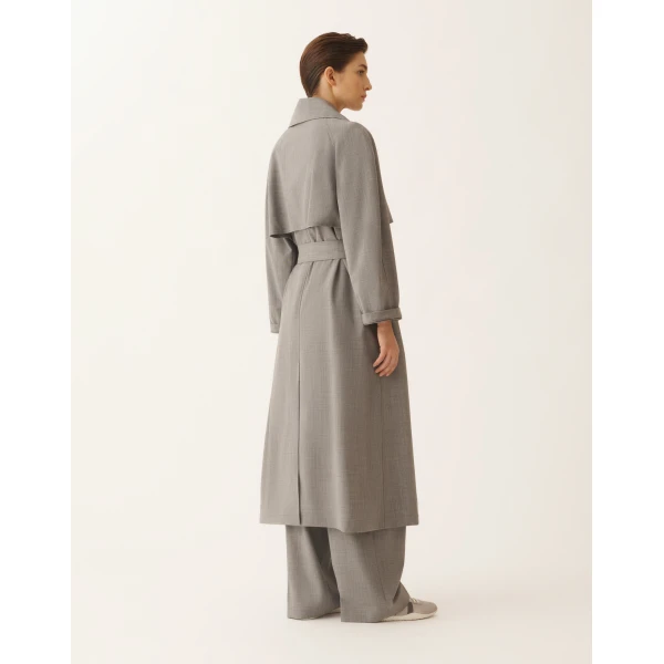Fabiana Filippi Trench Coat in Lightweight Bi-Stretch Wool, Rock Mélange, view 4