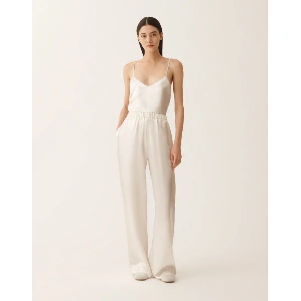 Fabiana Filippi Trevi Pants in Aqua Satin, Butter, view 3