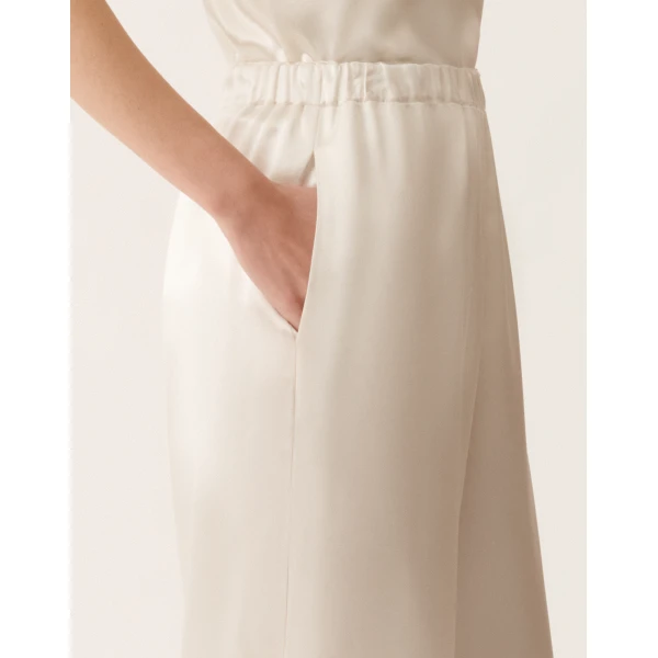 Fabiana Filippi Trevi Pants in Aqua Satin, Butter, view 5