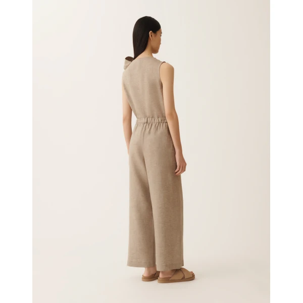 Fabiana Filippi Trevi Pants in Taupe Linen Canvas, Dove Grey, view 4