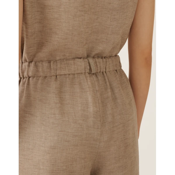 Fabiana Filippi Trevi Pants in Taupe Linen Canvas, Dove Grey, view 5
